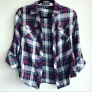 Sandra Ingrish Petite Plaid Button-Up